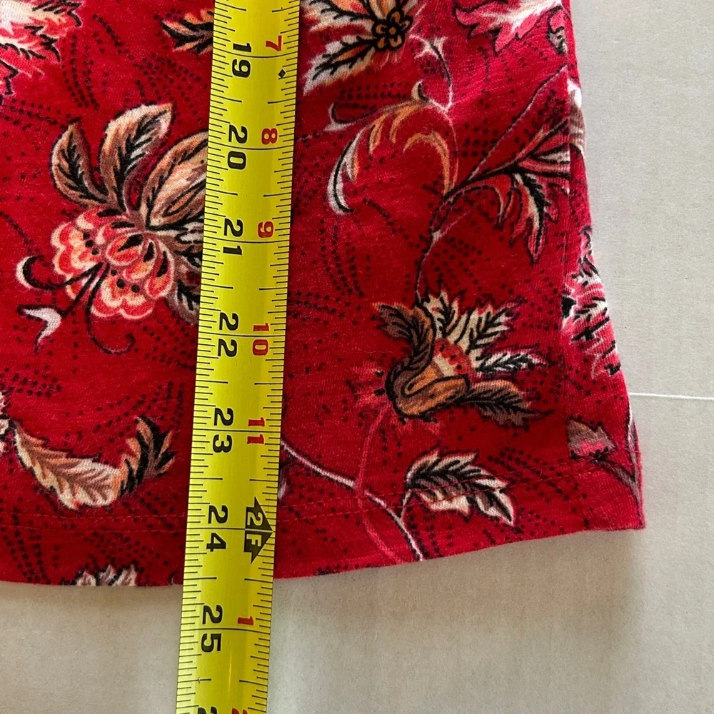 Maurices Charleston Red Paisley Floral Square Neck Balloon Sleeve Top. Size L - Picture 10 of 10